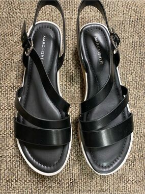 Marc Fisher Black Crisscross Slingback Sandals
